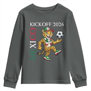 Mexico Soccer Pride Jaguar Kickoff 2026 Youth Sweatshirt TS12 Dark Heather Print Your Wear