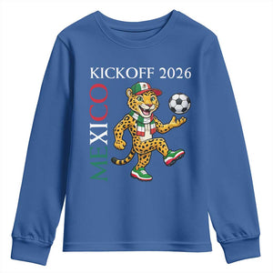 Mexico Soccer Pride Jaguar Kickoff 2026 Youth Sweatshirt TS12 Royal Blue Print Your Wear