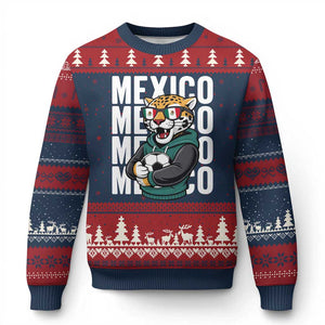 Fierce Mexico Jaguar Soccer Pride Fan Gift Ugly Christmas Sweater TS12 Navy Red Print Your Wear