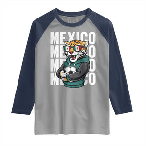 Fierce Mexico Jaguar Soccer Pride Fan Gift Raglan Shirt TS12 Sport Gray Navy Print Your Wear