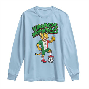 Vamos Mexico Fierce Leopard Long Sleeve Shirt Soccer 2026 Fan Gift TS12 Light Blue Print Your Wear