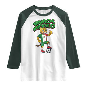 Vamos Mexico Fierce Leopard Raglan Shirt Soccer 2026 Fan Gift TS12 White Dark Forest Green Print Your Wear