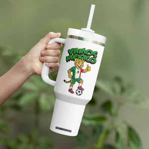 Vamos Mexico Fierce Leopard Tumbler With Handle Soccer 2026 Fan Gift TS12 Print Your Wear