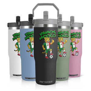 Vamos Mexico Fierce Leopard Flip Straw Tumbler Soccer 2026 Fan Gift TS12 Print Your Wear
