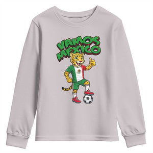Vamos Mexico Fierce Leopard Youth Sweatshirt Soccer 2026 Fan Gift TS12 Ice Gray Print Your Wear