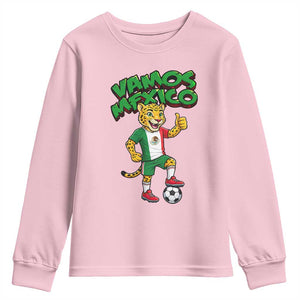 Vamos Mexico Fierce Leopard Youth Sweatshirt Soccer 2026 Fan Gift TS12 Light Pink Print Your Wear