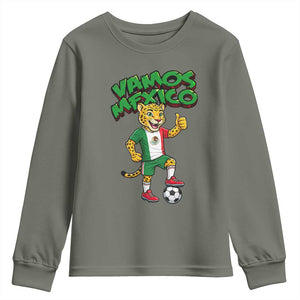 Vamos Mexico Fierce Leopard Youth Sweatshirt Soccer 2026 Fan Gift TS12 Military Green Print Your Wear