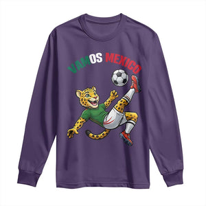 Vamos Mexico Fierce Leopard Soccer 2026 Long Sleeve Shirt Mexican Fan Gift TS12 Purple Print Your Wear