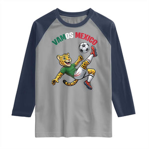 Vamos Mexico Fierce Leopard Soccer 2026 Raglan Shirt Mexican Fan Gift TS12 Sport Gray Navy Print Your Wear