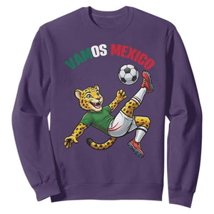 Vamos Mexico Fierce Leopard Soccer 2026 Sweatshirt Mexican Fan Gift TS12 Purple Print Your Wear