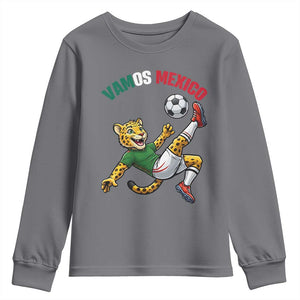 Vamos Mexico Fierce Leopard Soccer 2026 Youth Sweatshirt Mexican Fan Gift TS12 Charcoal Print Your Wear