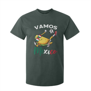 Vamos Mexico Taco Playing Soccer T Shirt For Kid Mexican Fan Gift TS12 Dark Forest Green Print Your Wear