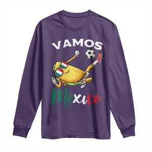 Vamos Mexico Taco Playing Soccer Long Sleeve Shirt Mexican Fan Gift TS12 Purple Print Your Wear