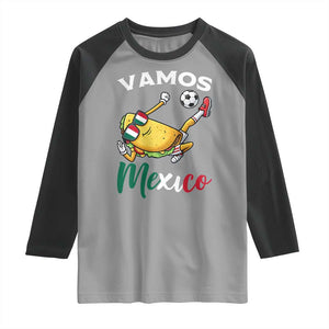Vamos Mexico Taco Playing Soccer Raglan Shirt Mexican Fan Gift TS12 Sport Gray Black Print Your Wear