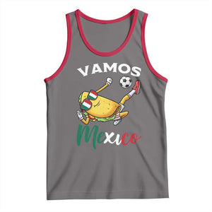Vamos Mexico Taco Playing Soccer Tank Top Mexican Fan Gift TS12 Deep Heather Red Print Your Wear