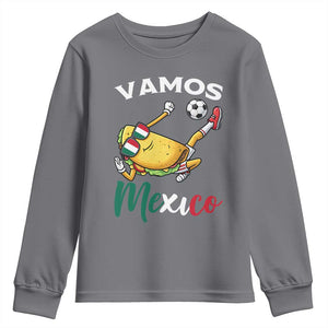Vamos Mexico Taco Playing Soccer Youth Sweatshirt Mexican Fan Gift TS12 Charcoal Print Your Wear