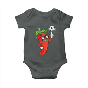 Cool Chili Pepper Soccer Player Baby Onesie Mexican Spicy Food Lover TS12 Dark Heather Print Your Wear