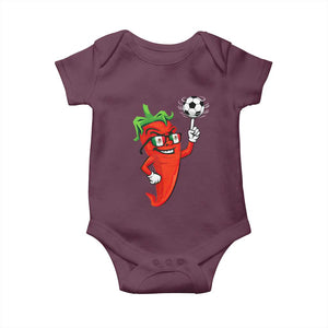 Cool Chili Pepper Soccer Player Baby Onesie Mexican Spicy Food Lover TS12 Maroon Print Your Wear
