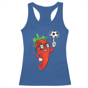 Cool Chili Pepper Soccer Player Racerback Tank Top Mexican Spicy Food Lover TS12 Royal Blue Print Your Wear
