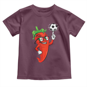 Cool Chili Pepper Soccer Player Toddler T Shirt Mexican Spicy Food Lover TS12 Maroon Print Your Wear