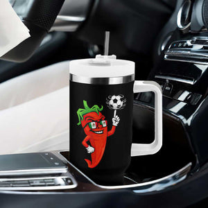 Cool Chili Pepper Soccer Player Tumbler With Handle Mexican Spicy Food Lover TS12 Print Your Wear