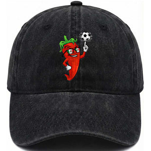 Cool Chili Pepper Soccer Player Washed Cotton Baseball Cap Mexican Spicy Food Lover TS12 Print Your Wear