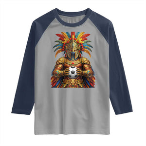 Legendary Tribal Soccer Warrior Raglan Shirt Football Lover TS12 Sport Gray Navy Print Your Wear