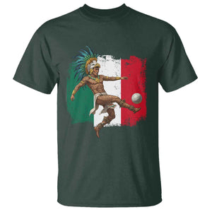 Aztec Warrior Playing Soccer T Shirt Mexican Pride Football Fan Gift TS12 Dark Forest Green Print Your Wear