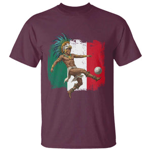 Aztec Warrior Playing Soccer T Shirt Mexican Pride Football Fan Gift TS12 Maroon Print Your Wear