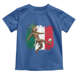 Aztec Warrior Playing Soccer Toddler T Shirt Mexican Pride Football Fan Gift TS12 Royal Blue Print Your Wear