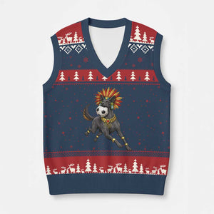 Xolo Dog Soccer Aztec Mexican Fan Gift V-Neck Knit Sweater Vest TS12 Navy Red Print Your Wear