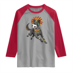 Xolo Dog Soccer Aztec Mexican Fan Gift Raglan Shirt TS12 Sport Gray Red Print Your Wear