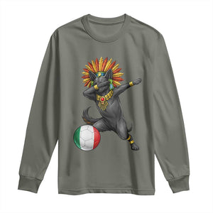 Aztec Xolo Dog Soccer Long Sleeve Shirt Mexican Heritage Fan Gift TS12 Military Green Print Your Wear