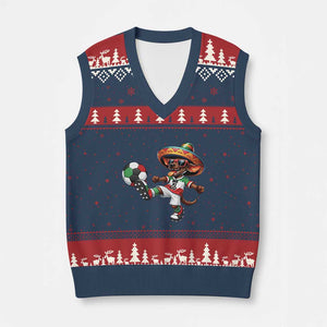 Funny Mexican Xolo Dog Playing Soccer V-Neck Knit Sweater Vest Football Fan Gift TS12 Navy Red Print Your Wear