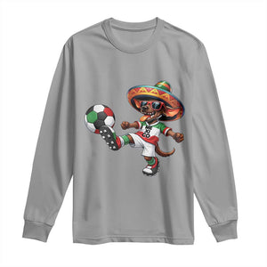 Funny Mexican Xolo Dog Playing Soccer Long Sleeve Shirt Football Fan Gift TS12 Sport Gray Print Your Wear