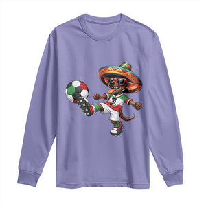 Funny Mexican Xolo Dog Playing Soccer Long Sleeve Shirt Football Fan Gift TS12 Violet Print Your Wear