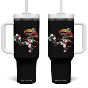 Funny Mexican Xolo Dog Playing Soccer Tumbler With Handle Football Fan Gift TS12 One Size: 40 oz Black Print Your Wear