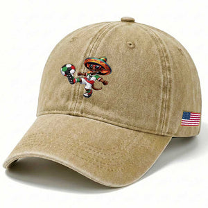 Funny Mexican Xolo Dog Playing Soccer Washed Cotton Baseball Cap Football Fan Gift TS12 Print Your Wear