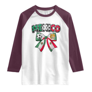 Mexico National Soccer Lover Raglan Shirt Soccer Pride Fan Gift TS12 White Maroon Print Your Wear