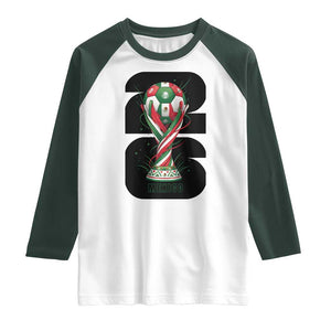 Proud Mexico National Soccer Lover Fan Gift Raglan Shirt TS12 White Dark Forest Green Print Your Wear