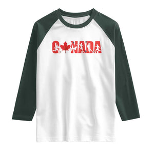Canada National Soccer Lover Raglan Shirt Proud Canadian Fan Gift TS12 White Dark Forest Green Print Your Wear