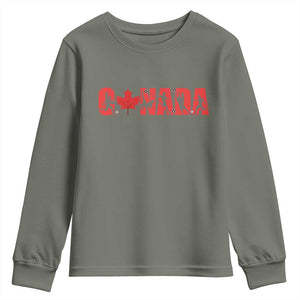 Canada National Soccer Lover Youth Sweatshirt Proud Canadian Fan Gift TS12 Military Green Print Your Wear