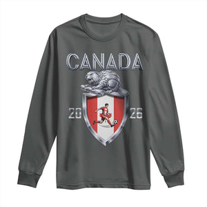 Canada National Soccer Fan Long Sleeve Shirt Proud Canadian Gift TS12 Dark Heather Print Your Wear