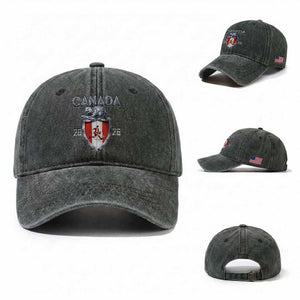 Canada National Soccer Fan Washed Cotton Baseball Cap Proud Canadian Gift TS12 Washed Cap Universal Fit Dark Green Print Your Wear