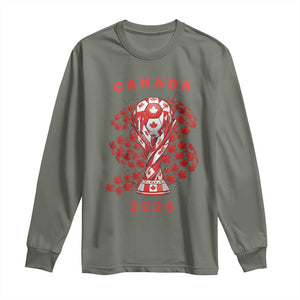 Proud Canada National Soccer Fan 2026 Patriotic Gift Long Sleeve Shirt TS12 Military Green Print Your Wear