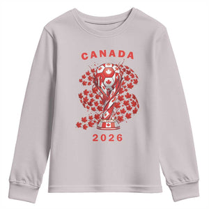 Proud Canada National Soccer Fan 2026 Patriotic Gift Youth Sweatshirt TS12 Ice Gray Print Your Wear