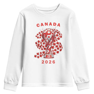 Proud Canada National Soccer Fan 2026 Patriotic Gift Youth Sweatshirt TS12 White Print Your Wear