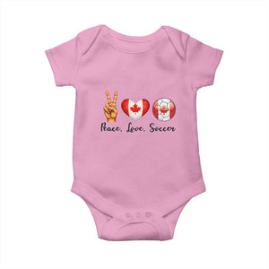 Peace Love Soccer Baby Onesie Proud Canadian Fan Gift TS12 Light Pink Print Your Wear