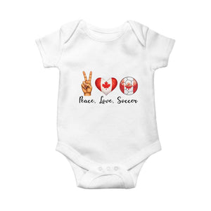 Peace Love Soccer Baby Onesie Proud Canadian Fan Gift TS12 White Print Your Wear