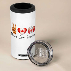 Peace Love Soccer 4 in 1 Can Cooler Tumbler Proud Canadian Fan Gift TS12 Print Your Wear